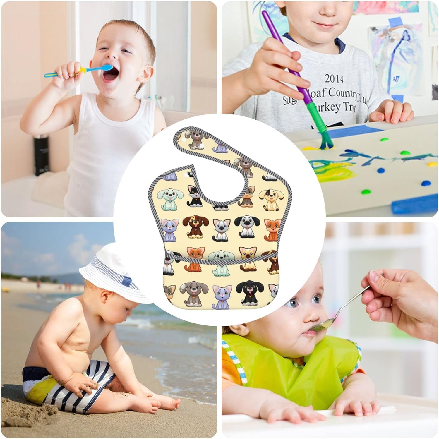 AVULZGD Waterproof Baby Bibs for Boy Girls Toddler Drool Eating With Food Catcher 6-18 Months - Image 8